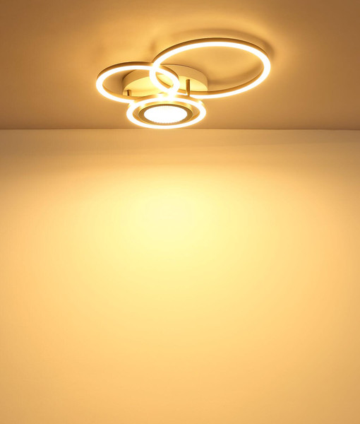Globo LED Deckenleuchte Randell 40W warmweiss Weiß matt kaffeefarben matt Metall 49x39cm