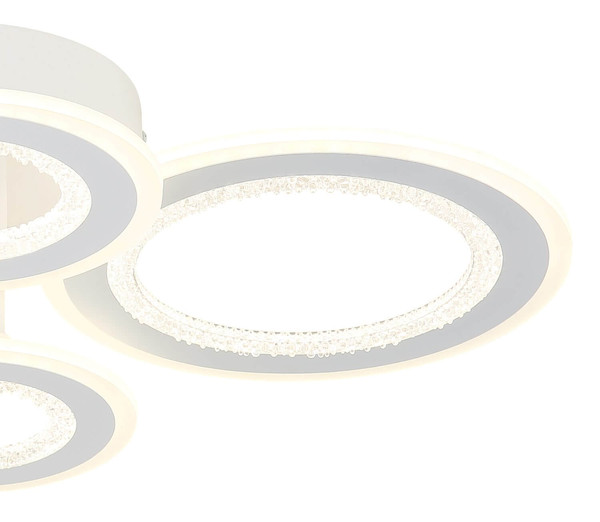 Globo LED Deckenleuchte Anthony 54W CCT warm-/neutral-/tageslichtweiss Weiß matt klar Metall Acrylkristalle 59x42cm