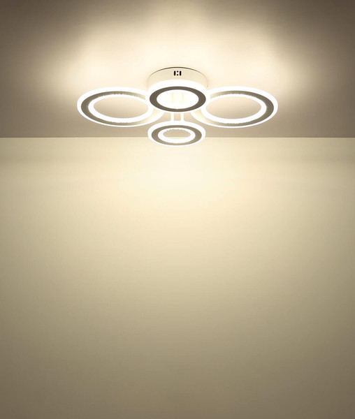 Globo LED Deckenleuchte Anthony 54W CCT warm-/neutral-/tageslichtweiss Weiß matt klar Metall Acrylkristalle 59x42cm