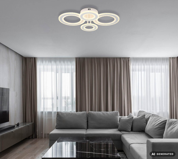 Globo LED Deckenleuchte Anthony 54W CCT warm-/neutral-/tageslichtweiss Weiß matt klar Metall Acrylkristalle 59x42cm
