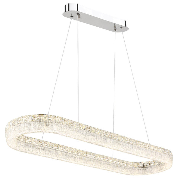 Globo LED Pendelleuchte Laurel 40W dimmbar Fernbedienung CCT warm-/tageslichtweiss Verchromt Metall 120x100cm