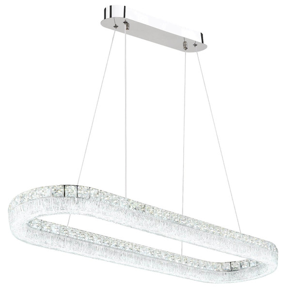 Globo LED Pendelleuchte Laurel 40W dimmbar Fernbedienung CCT warm-/tageslichtweiss Verchromt Metall 120x100cm