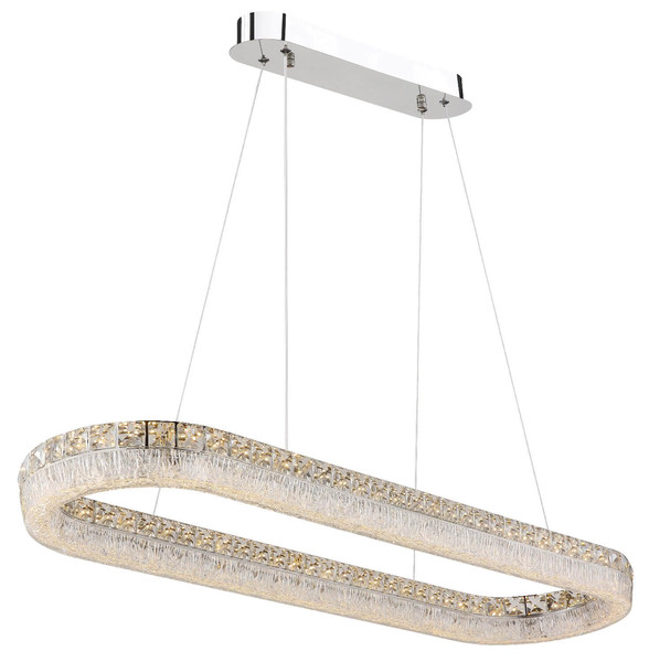 Globo LED Pendelleuchte Laurel 40W dimmbar Fernbedienung CCT warm-/tageslichtweiss Verchromt Metall 120x100cm