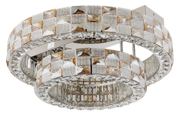 Globo LED Deckenleuchte Lidia 55W dimmbar Fernbedienung CCT warm-/tageslichtweiss Verchromt klar Metall Glaskristalle Ø61cm