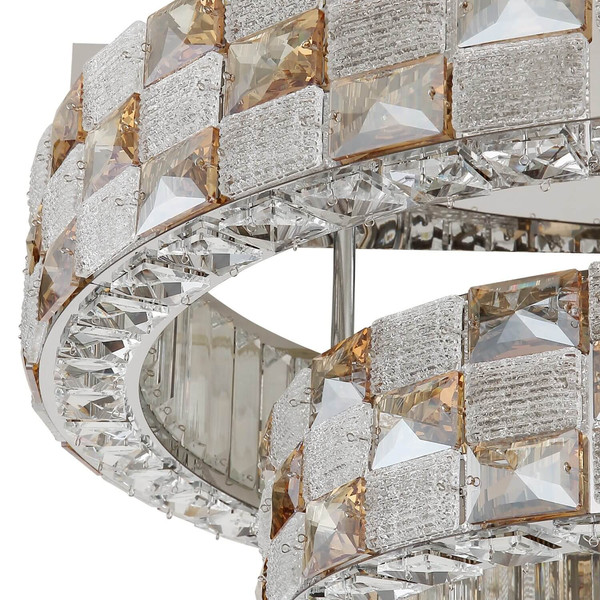 Globo LED Deckenleuchte Lidia 55W dimmbar Fernbedienung CCT warm-/tageslichtweiss Verchromt klar Metall Glaskristalle Ø61cm