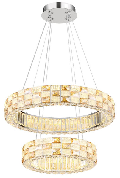 Globo LED Pendelleuchte Lidia 55W dimmbar Fernbedienung CCT warm-/tageslichtweiss Verchromt klar Metall Glaskristalle Ø61cm