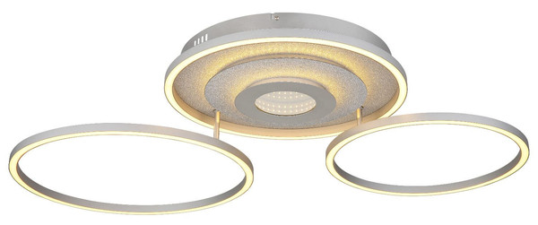 Globo LED Deckenleuchte Miles 40W dimmbar Fernbedienung CCT warm-/tageslichtweiss Silberfarben gebürstet Metall Aluminium 99x57cm