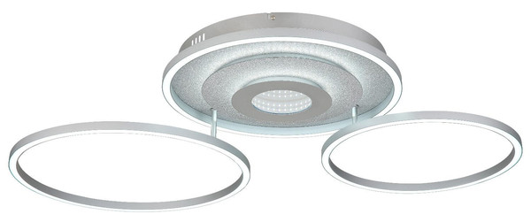 Globo LED Deckenleuchte Miles 40W dimmbar Fernbedienung CCT warm-/tageslichtweiss Silberfarben gebürstet Metall Aluminium 99x57cm