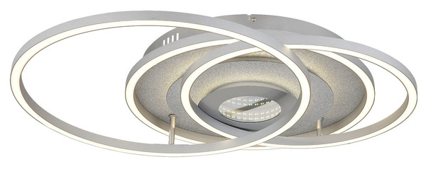 Globo LED Deckenleuchte Miles 40W dimmbar Fernbedienung CCT warm-/tageslichtweiss Silberfarben gebürstet Metall Aluminium 99x57cm