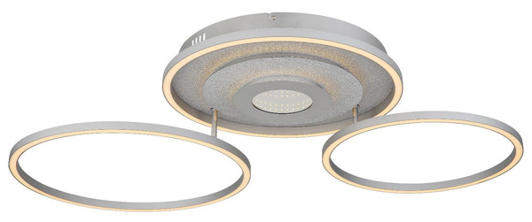 Globo LED Deckenleuchte Miles 40W dimmbar Fernbedienung CCT warm-/tageslichtweiss Silberfarben gebürstet Metall Aluminium 99x57cm
