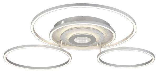 Globo LED Deckenleuchte Miles 60W dimmbar Fernbedienung CCT warm-/tageslichtweiss Silberfarben gebürstet Metall Aluminium 99x81cm