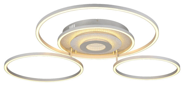 Globo LED Deckenleuchte Miles 60W dimmbar Fernbedienung CCT warm-/tageslichtweiss Silberfarben gebürstet Metall Aluminium 99x81cm