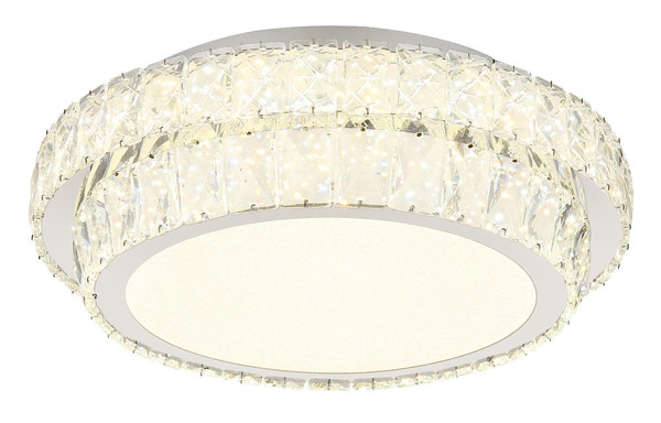Globo LED Deckenleuchte Klara 38W dimmbar Fernbedienung CCT warm-/tageslichtweiss Verchromt klar Metall K5 Kristalle Ø40cm