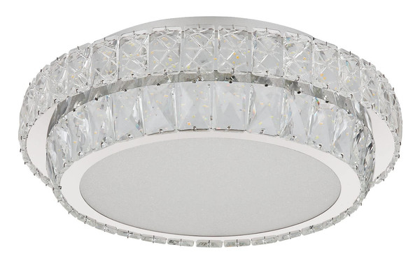 Globo LED Deckenleuchte Klara 38W dimmbar Fernbedienung CCT warm-/tageslichtweiss Verchromt klar Metall K5 Kristalle Ø40cm