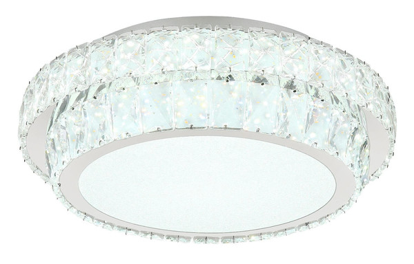Globo LED Deckenleuchte Klara 38W dimmbar Fernbedienung CCT warm-/tageslichtweiss Verchromt klar Metall K5 Kristalle Ø40cm