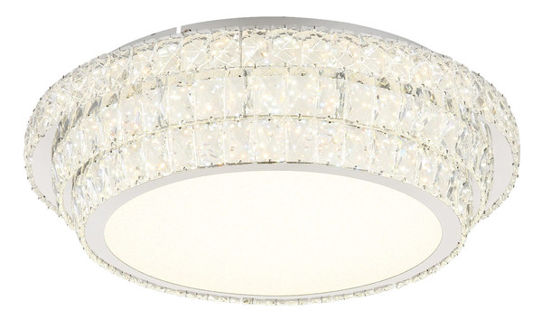 Globo LED Deckenleuchte Klara 58W dimmbar Fernbedienung CCT warm-/tageslichtweiss Verchromt klar Metall K5 Kristalle Ø60cm