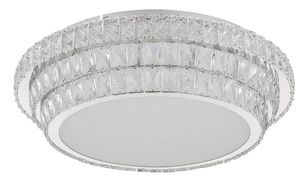 Globo LED Deckenleuchte Klara 58W dimmbar Fernbedienung CCT warm-/tageslichtweiss Verchromt klar Metall K5 Kristalle Ø60cm