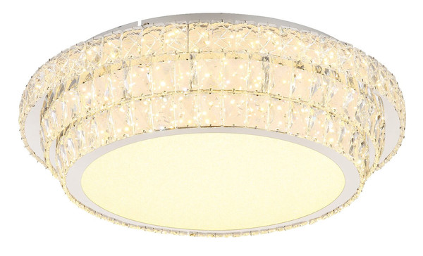 Globo LED Deckenleuchte Klara 58W dimmbar Fernbedienung CCT warm-/tageslichtweiss Verchromt klar Metall K5 Kristalle Ø60cm