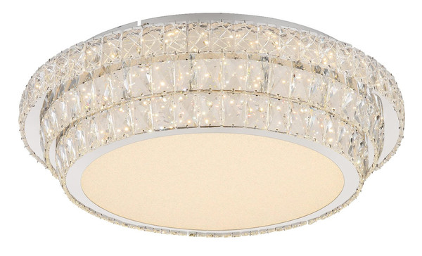 Globo LED Deckenleuchte Klara 58W dimmbar Fernbedienung CCT warm-/tageslichtweiss Verchromt klar Metall K5 Kristalle Ø60cm