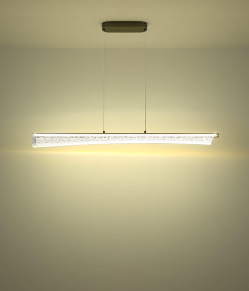 Globo LED Pendelleuchte Malinda 36W CCT warm-/neutral-/tageslichtweiss Anthrazit matt klar mit Luftblasen Metall 121x120cm