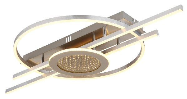Globo LED Deckenleuchte Donte 40W warmweiss Silberfarben matt gebürstet Metall Aluminium 95x50cm