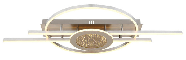 Globo LED Deckenleuchte Donte 40W warmweiss Silberfarben matt gebürstet Metall Aluminium 95x50cm