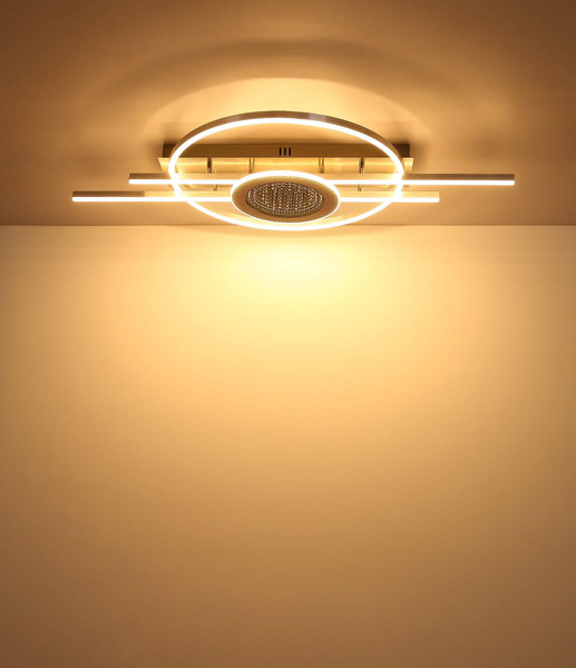 Globo LED Deckenleuchte Donte 40W warmweiss Silberfarben matt gebürstet Metall Aluminium 95x50cm
