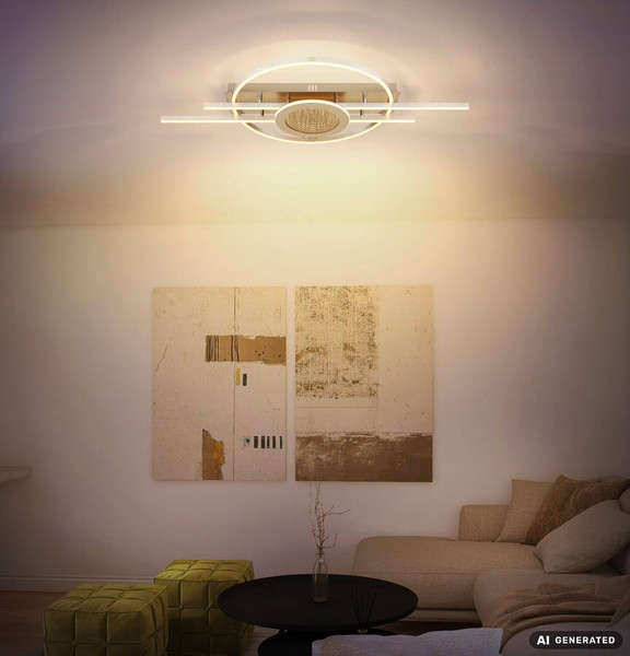 Globo LED Deckenleuchte Donte 40W warmweiss Silberfarben matt gebürstet Metall Aluminium 95x50cm