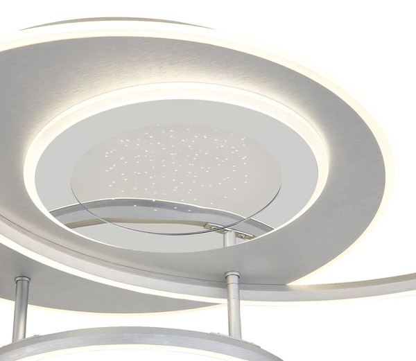 Globo LED Deckenleuchte Johnson 60W dimmbar Fernbedienung CCT warm-/tageslichtweiss Silberfarben gebürstet Metall Aluminium 3D-Effekt 117x86cm