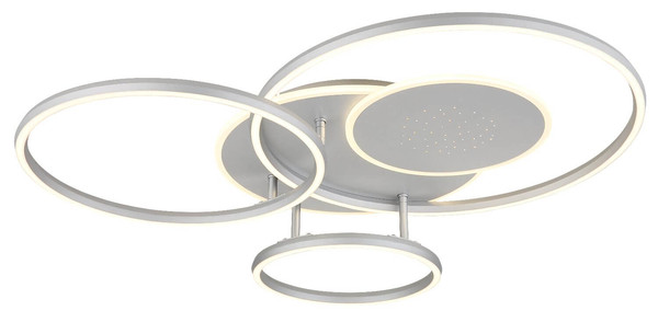 Globo LED Deckenleuchte Johnson 40W dimmbar Fernbedienung CCT warm-/tageslichtweiss Silberfarben gebürstet Metall Aluminium 81x70cm