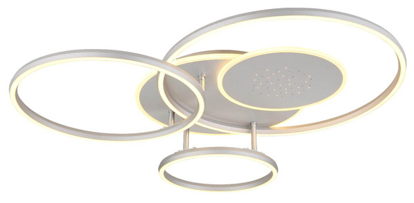 Globo LED Deckenleuchte Johnson 40W dimmbar Fernbedienung CCT warm-/tageslichtweiss Silberfarben gebürstet Metall Aluminium 81x70cm
