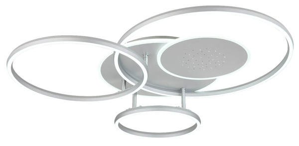 Globo LED Deckenleuchte Johnson 40W dimmbar Fernbedienung CCT warm-/tageslichtweiss Silberfarben gebürstet Metall Aluminium 81x70cm