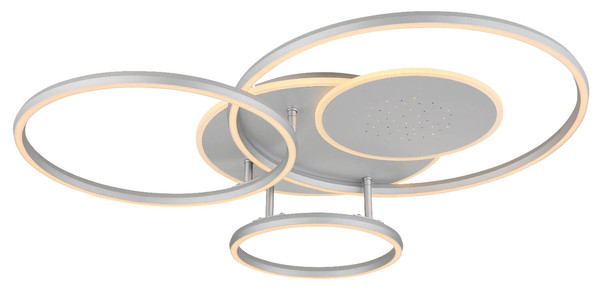Globo LED Deckenleuchte Johnson 40W dimmbar Fernbedienung CCT warm-/tageslichtweiss Silberfarben gebürstet Metall Aluminium 81x70cm