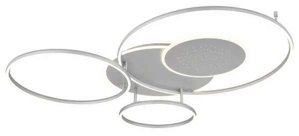 Globo LED Deckenleuchte Johnson 60W dimmbar Fernbedienung CCT warm-/tageslichtweiss Silberfarben gebürstet Metall Aluminium Sterneneffekt 117x86cm