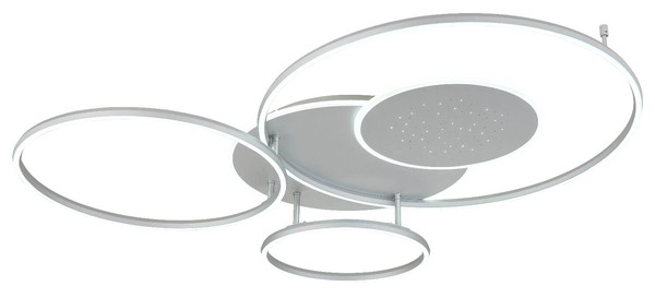 Globo LED Deckenleuchte Johnson 60W dimmbar Fernbedienung CCT warm-/tageslichtweiss Silberfarben gebürstet Metall Aluminium Sterneneffekt 117x86cm