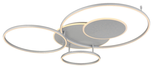 Globo LED Deckenleuchte Johnson 60W dimmbar Fernbedienung CCT warm-/tageslichtweiss Silberfarben gebürstet Metall Aluminium Sterneneffekt 117x86cm