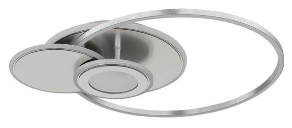Globo LED Deckenleuchte Beltran 24W dimmbar Fernbedienung CCT warm-/tageslichtweiss Silberfarben matt gebürstet Metall Aluminium 56x45cm