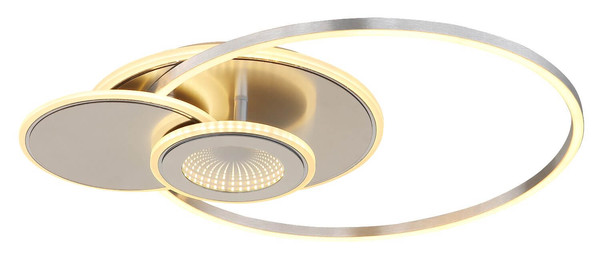 Globo LED Deckenleuchte Beltran 24W dimmbar Fernbedienung CCT warm-/tageslichtweiss Silberfarben matt gebürstet Metall Aluminium 56x45cm
