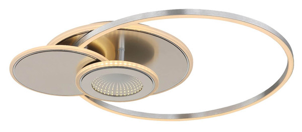 Globo LED Deckenleuchte Beltran 24W dimmbar Fernbedienung CCT warm-/tageslichtweiss Silberfarben matt gebürstet Metall Aluminium 56x45cm