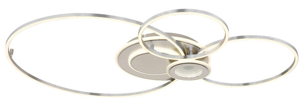 Globo LED Deckenleuchte Beltran 36W dimmbar Fernbedienung CCT warm-/tageslichtweiss Silberfarben matt gebürstet Metall Aluminium 103,5x65cm