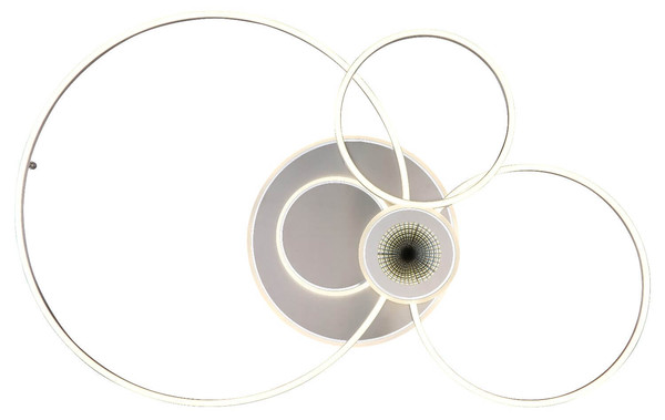 Globo LED Deckenleuchte Beltran 36W dimmbar Fernbedienung CCT warm-/tageslichtweiss Silberfarben matt gebürstet Metall Aluminium 103,5x65cm