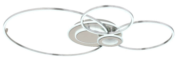 Globo LED Deckenleuchte Beltran 36W dimmbar Fernbedienung CCT warm-/tageslichtweiss Silberfarben matt gebürstet Metall Aluminium 103,5x65cm