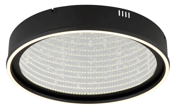Globo LED Deckenleuchte Mirrora 40W dimmbar Fernbedienung CCT warm-/tageslichtweiss Schwarz matt verspiegelt 3D Effekt Metall Glas Ø51,5cm
