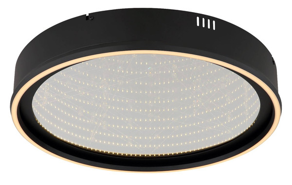 Globo LED Deckenleuchte Mirrora 40W dimmbar Fernbedienung CCT warm-/tageslichtweiss Schwarz matt verspiegelt 3D Effekt Metall Glas Ø51,5cm