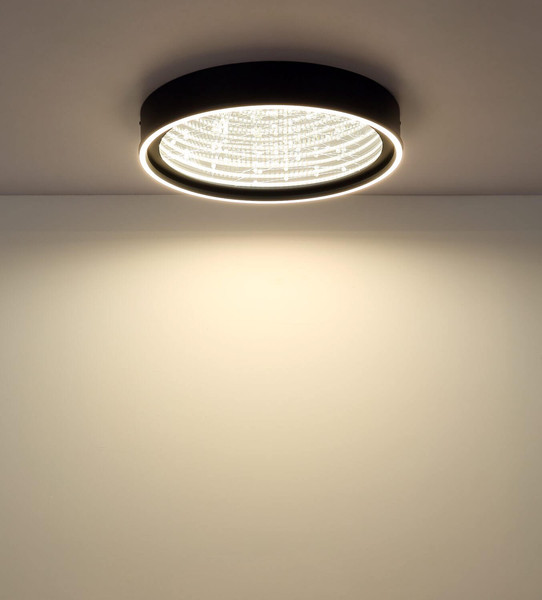Globo LED Deckenleuchte Mirrora 40W dimmbar Fernbedienung CCT warm-/tageslichtweiss Schwarz matt verspiegelt 3D Effekt Metall Glas Ø51,5cm