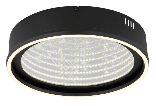 Globo LED Deckenleuchte Mirrora 24W dimmbar Fernbedienung CCT warm-/tageslichtweiss Schwarz matt verspiegelt 3D Effekt Metall Glas Ø40cm