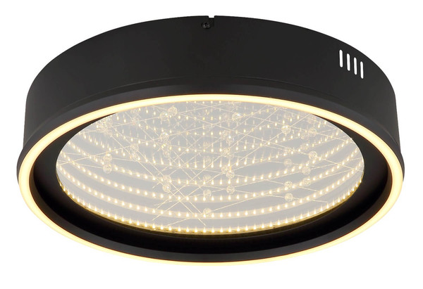 Globo LED Deckenleuchte Mirrora 24W dimmbar Fernbedienung CCT warm-/tageslichtweiss Schwarz matt verspiegelt 3D Effekt Metall Glas Ø40cm