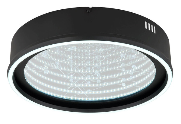 Globo LED Deckenleuchte Mirrora 24W dimmbar Fernbedienung CCT warm-/tageslichtweiss Schwarz matt verspiegelt 3D Effekt Metall Glas Ø40cm