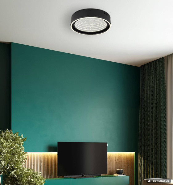 Globo LED Deckenleuchte Mirrora 24W dimmbar Fernbedienung CCT warm-/tageslichtweiss Schwarz matt verspiegelt 3D Effekt Metall Glas Ø40cm