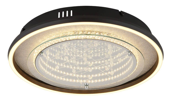 Globo LED Deckenleuchte Mirrora 24W CCT warm-/neutral-/tageslichtweiss Schwarz matt verspiegelt 3D Effekt Aluminium Glas Ø40cm
